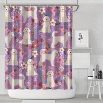 Goldendoodle Dog and Flower Floral Shower Curtain 72"x84" ,Bathroom Decorative Shower Curtains Set with 12 Hooks,Modern Waterproof Washable Shower Curtain