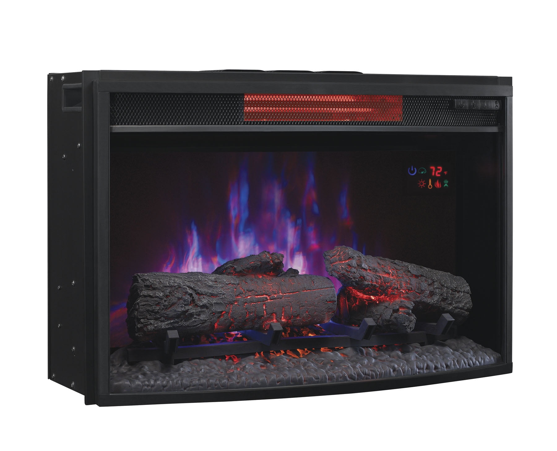 25" Curved Infrared Quartz Fireplace Insert with Safer Plug