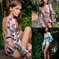 thumbnail image 3 of ZPAQI Conservative Bathing Suit Halterneck Swimsuit Puff Sleeve Swimwear Bikini Suit, 3 of 18