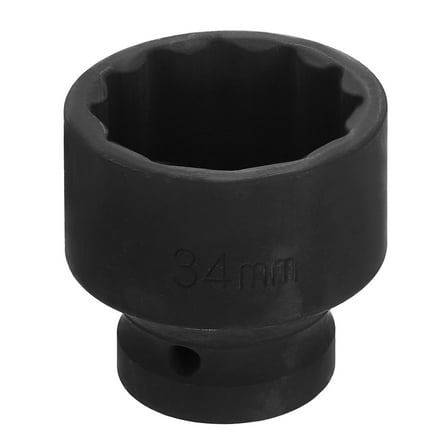 Uxcell 1/2" Drive 12 Points Socket 34mm Metric CR-V Steel Shallow Impact Socket