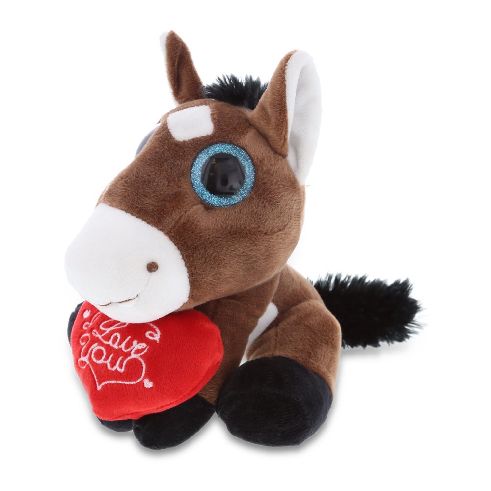 DolliBu I LOVE YOU Plush Sparkling Big Eye Horse Cute