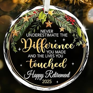 NewEleven Retirement Ornament Never Underestimate, Glass Holiday Keepsake, Ornament Gift for Retiree
