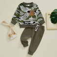 thumbnail image 2 of Odeerbi Toddler Boys Girls Cotton Clothes Fall Winter Outfits Set Camouflage Color Block Long Sleeve Top Set Fashion Comfortable Casual Round Neck Top Print Pants Set Camouflage, 2 of 9