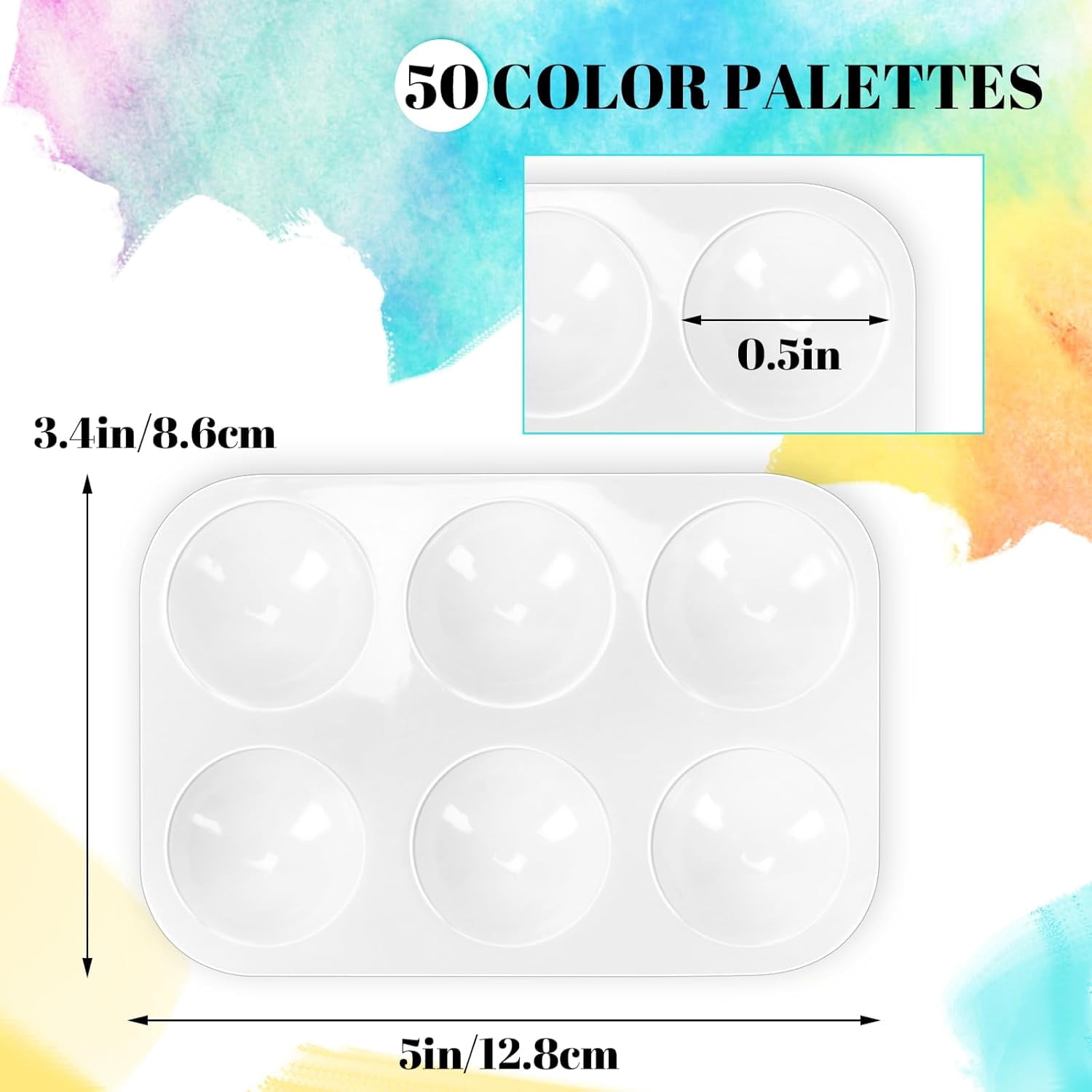 50 PCS White Plastic Watercolor , 6 Well Rectangular Paint s, Paint Tray s, Paint Trays for Kids, for Painting, DIY Craft, Art Painting Class
