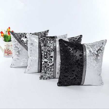 45x45cm Imitation Leather Thick Black White Splice Throw Pillow Case Cushion Cover Sofa 18 (Best Cushions For Leather Sofa)