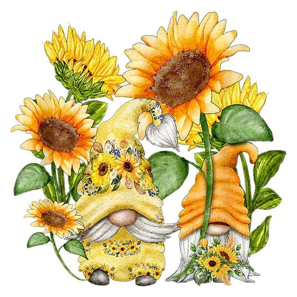Cuadros Decorativos Cuadro de mosaico de diamantes de imitación de taladro completo de duende de girasol con pintura de diamante 5D DIY Likrtyny embutido en tela