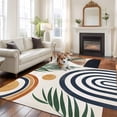 thumbnail image 3 of Abstract Boho Large Area Rugs for Bedroom Living Room, Non Slip Carpet Bedside Rug, Bohemian Palm Leaf Geometric Leaf Circle Rectangular Floor Cover Kitchen Accent Rug 5'x7' for Dining Room/Office, 3 of 9