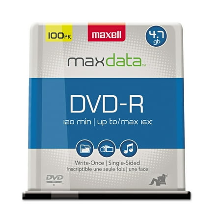 Maxell DVD-R Discs, 4.7GB, 16x, Spindle, Gold, 100/Pack