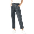 thumbnail image 2 of Dxzfnsa Womens Summer Pants Women's Loose Casual Solid Color Pants Summer Straight Leg Pants Cotton Linen Button Waist Trousers with Pockets, 2 of 8