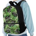 thumbnail image 4 of Uourmeti Large Capacity Backpack for Outdoor Travel, 17 Inch Soft School Backpack, Green Tractor Paint Pattern, 4 of 6