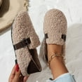 thumbnail image 2 of Rokment Fuzzy Slip on Loafers Snow Boots for Women 2025 Winter Fashion Buckles Plush Fleece Walking Flat Casual No Heel Short Ankle Booties Khaki Size 8.5, 2 of 6