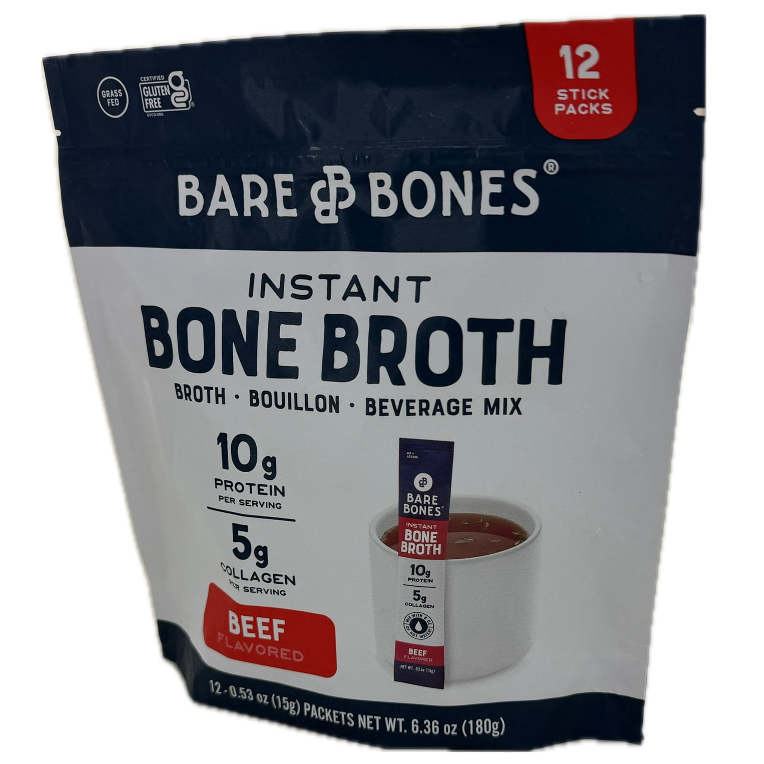 Bare Bones Beef Bone Broth Sticks, 0.53 Ounce (Pack of 12)