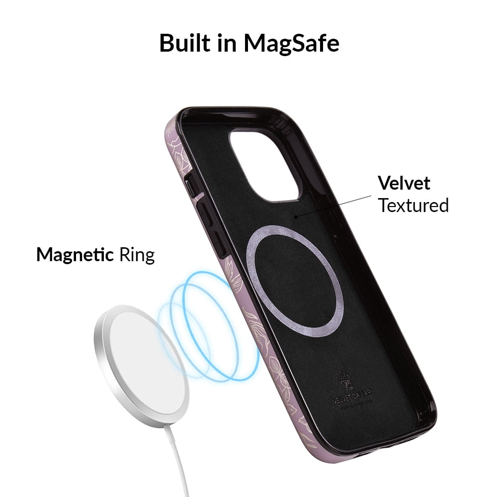 VELVET CAVIAR for iPhone 12 / iPhone 12 Pro Case Rose Gold Flowers - Compatible with MagSafe - Protective Mauve Purple Case for Women - Dusty Rose Floral