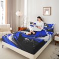 thumbnail image 4 of Feelyou Blue Oil Printing Full Size Sheets, Modern Fashion Artwork Bed Sheets, Teen Kid Adult Sheet Sets, Ultra Soft Home Decor, 4pcs, 4 of 7