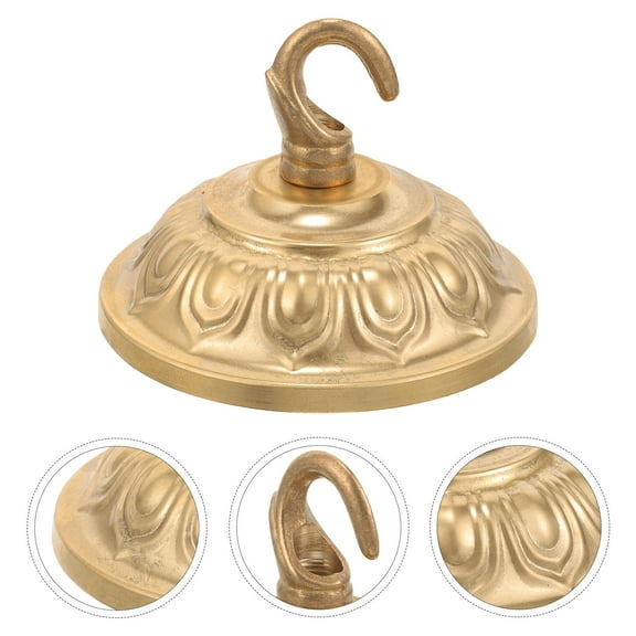 Toyvian Golden Ceiling Light Cover Plate Made of Metal with Hook for Pendant and Chandelier Use