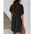 thumbnail image 3 of Women's Summer Casual Twist Knot Short Puff Sleeve Dresses Pleated Swing Dress with Pockets, 3 of 8