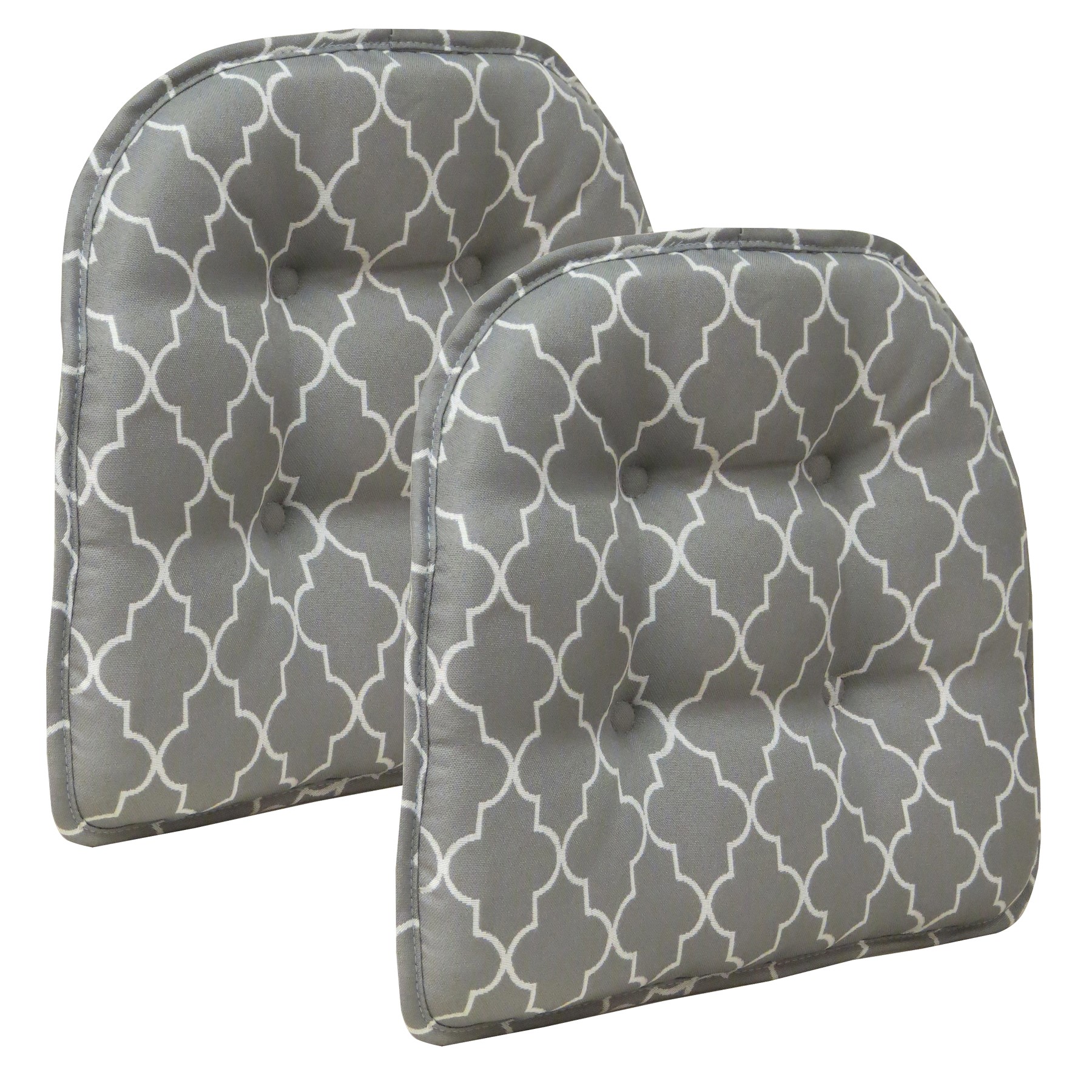 Gripper NonSlip 15" x 16" Trellis Tufted Chair Cushions, Set of 2