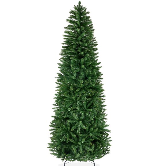 Best Choice Products 6ft Unlit Pencil Christmas Tree, Spruce Style Holiday Decor w/ 618 Branch Tips, Metal Base