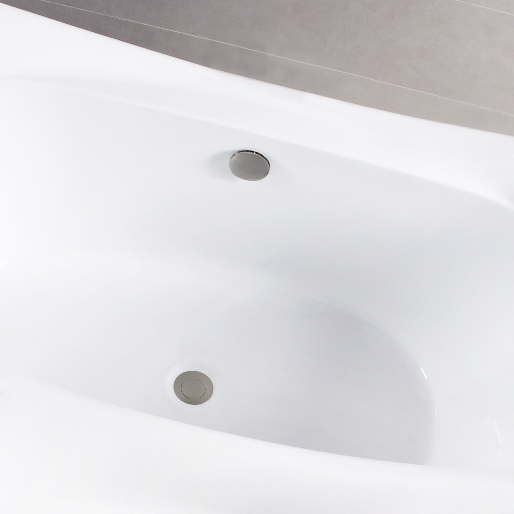 Kingston Brass VTDE673321M8 67" Acrylic Rectangular Double Ended Freestanding Tub with Overflow/Drain Assembly, Glossy White/Brushed Nickel