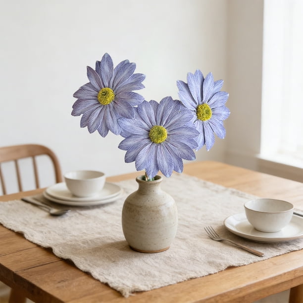 CaiYueKe Artificial Chrysanthemum Flower Bouquet 3 Stems Fake Flowers Silk Flower Arrangement for Wedding Photography Home Table Decor Vase Filler Centerpiece Party Decoration