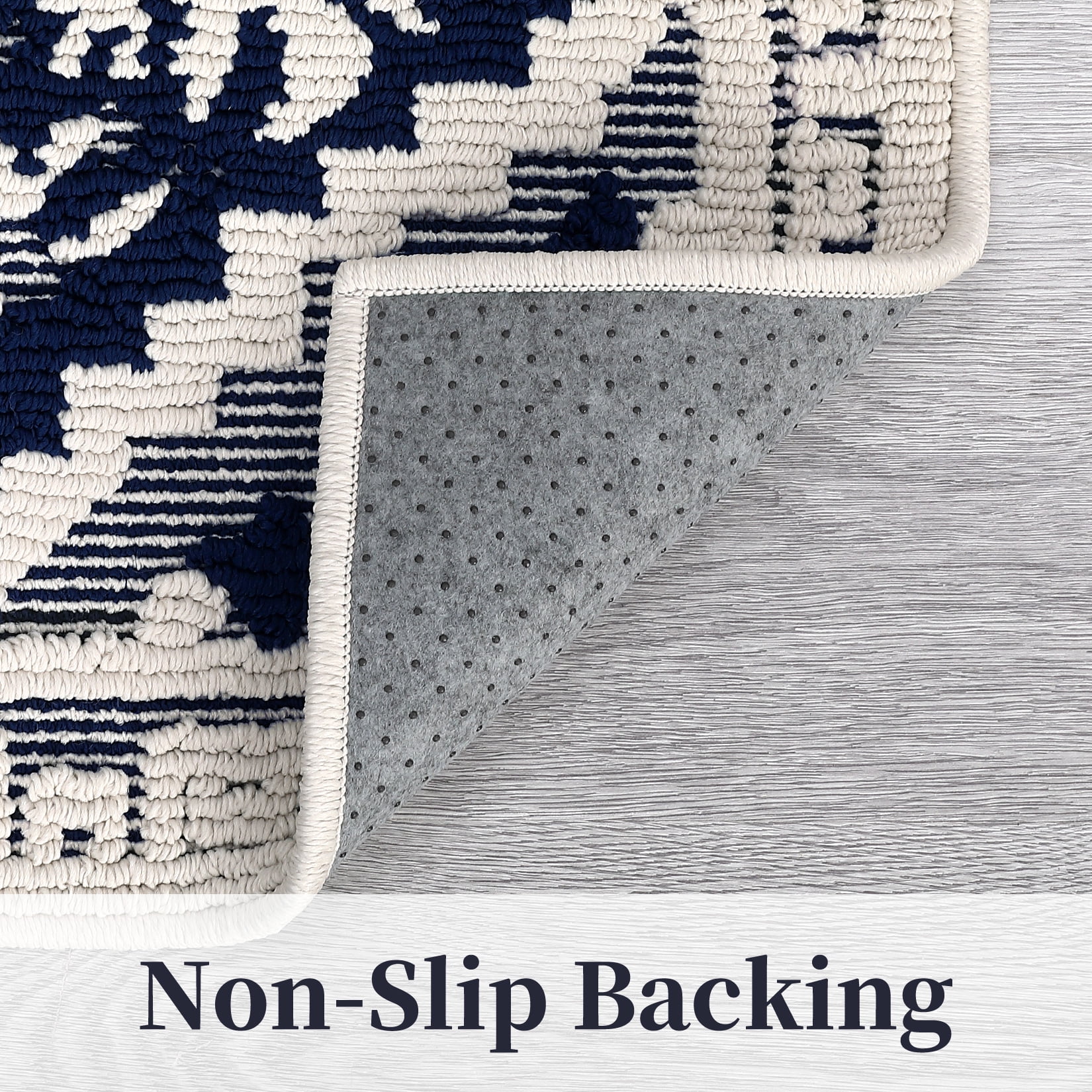 Hasoo Runner Rug 2x6 Rug for Living Room Shag Rug Vintage Boho High Low Pile Medallion Throw Rugs, Navy