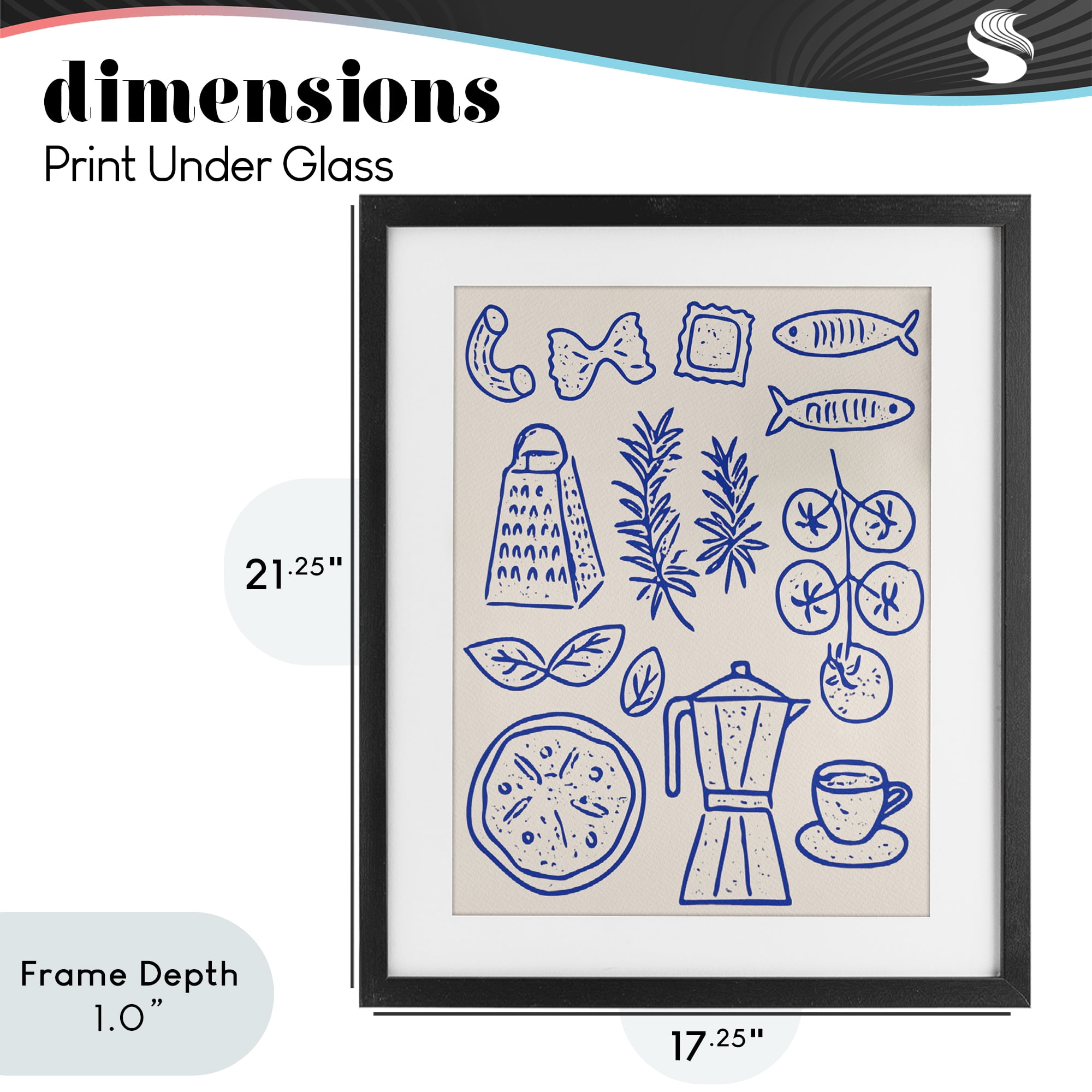 Stupell Industries Pasta & Espresso Simplicity Black Framed Print Under Glass, design by Camila Juncos