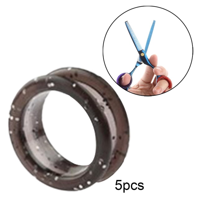 5 piezas de anillos tijeras de silicona, anillos protectores de suave para tijeras de mascotas corte de cabellero de peluquero , color Marrón