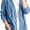Blue, variant on Womens Classic Button Front Breathable Stretch Denim Jacket Relaxed Fit Lightweight Casual Long Sleeve Cardigan Coat