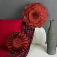 thumbnail image 3 of JWH 3D Handmade Small Round Soft Decorative Suede Flower Pillow Covers with Insert for Bedroom,Living Room and Hotel in Rust Red 14inch, 3 of 7