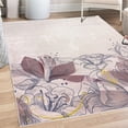 thumbnail image 1 of Flower Decorative Rug, Retro Floral Background Hibiscus Silhouettes Dramatic Romantic Nature Art, Quality Carpet for Bedroom Dorm and Living Room, 6 Sizes, Mauve Taupe, by Ambesonne, 1 of 4
