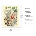 thumbnail image 2 of Paris France - Sidewalk Café Near Opera National de Paris - Vintage Railroad Travel Poster by André Dignimont c.1962 - Fine Art Matte Paper Print (Unframed) 16x20in, 2 of 4