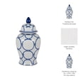 thumbnail image 4 of Decorative Ceramic Temple Jar for Living Room Decor - Stylish Home Accent for Bedroom, Office, and Table Centerpiece - Modern Flower Vase for House, Entryway, or Kitchen Styling - 19", Blue & White, 4 of 12