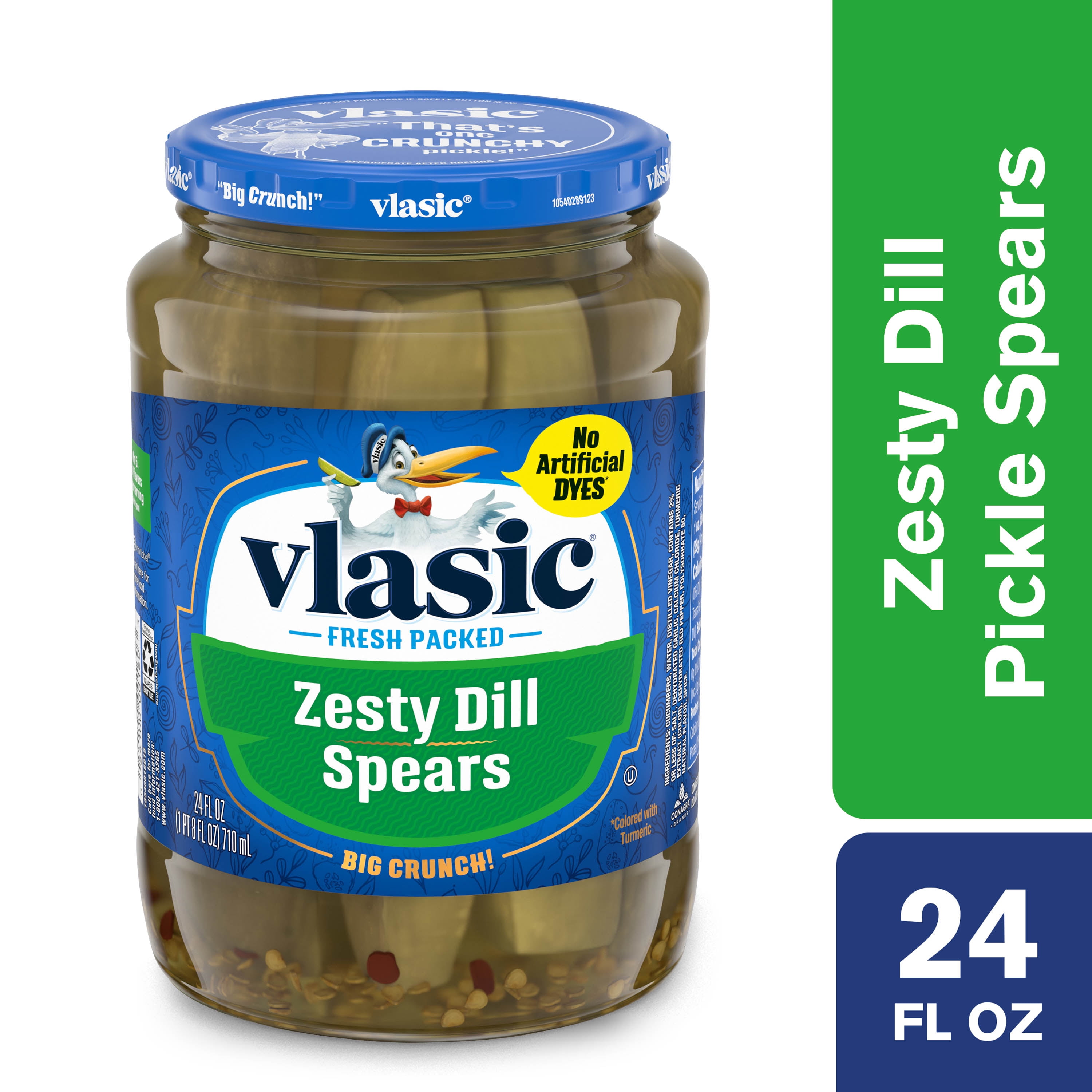 Vlasic Zesty Dill Pickles, Dill Pickle Spears, 24 Oz Jar