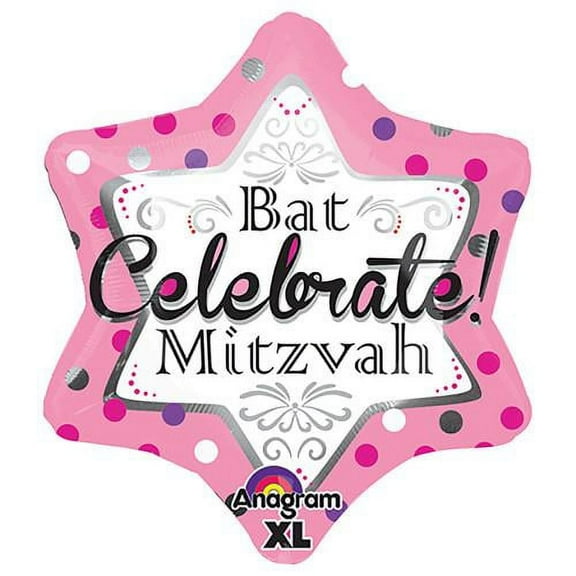 LOONBALLOON Religious Balloons, 21″ BAT MITZVAH PINK