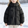 thumbnail image 2 of NOLDARES Girls' Boys' Hooded Puffer Jacket Winter Warm Down Ski Jacket Coat for Little & Big Kid,A048-Black, 2 of 7