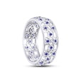 thumbnail image 4 of AFFY Round Simulated Blue Sapphire Hollowing Flower Ring for Women 14K White Gold over Silver-10.5, 4 of 5