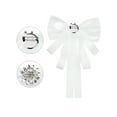 thumbnail image 3 of INSPIRE CHIC Women's Bowknot Brooch Shirt Bow Tie Rhinestone Blouses Neck Tie Breastpin White One Size, 3 of 4