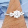 thumbnail image 2 of Silvago Jewel 14K White Gold Plated Rings - Round Cut Brilliant 1.59 Ct Diamond Ring For Women's - Engagement Solitaire with Accents Rings - Classic Engagement Wedding Solitaire Rings for Her, 2 of 7