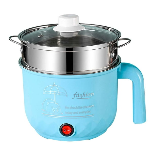 Electric Hot Pots,Noodles Cooker Non Stick Electric Cooking Pot,Multifunctional Electric Cooker Heating Pan,1.2L Mini Pot Steak Egg Fried Rice Steam Soup,Stainless Steel double layer perfecl Ollas Calientes Eléctricas