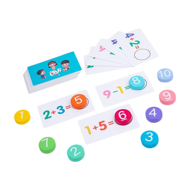 Tarjetas de cálculo de números para aprendizaje aritmético, manipuladores matemáticos, tablero de números de madera para matemáticas preescolares