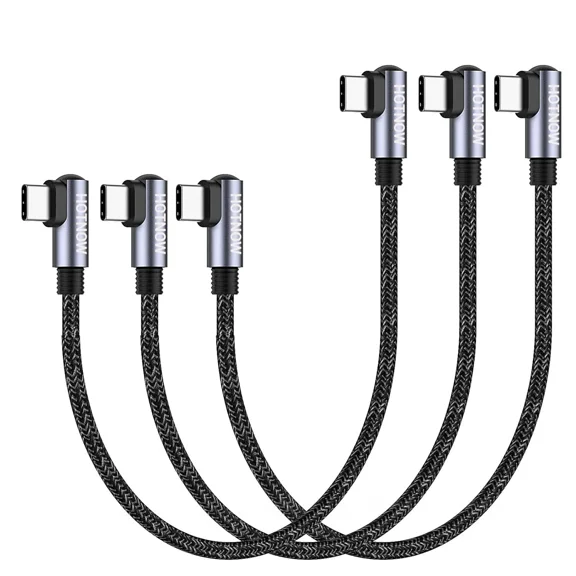 RHEA- Right Angle Usb C To C Cable 0.5Ft 0.5Ft 0.5Ft, Black(Both Angle) Cable 65W Fast