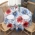 thumbnail image 3 of Pioneer Flower Floral Print Pattern Round Tablecloth 60"x60",Wrinkle Wipeable Table Cloth for Kitchen Dining Room Picnic Patio Party, 3 of 6