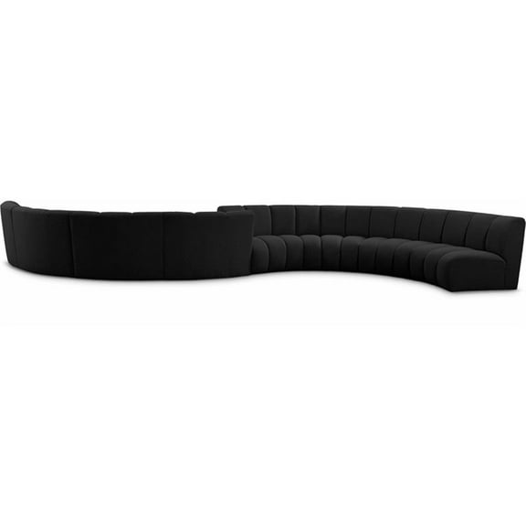 Maklaine Contemporary Black Boucle Fabric 8pc. Modular Sectional