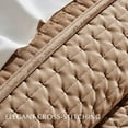 thumbnail image 4 of EVERGRACE Luxury Velvet Quilt Set King Size 3 Piece, Soft Cross-Stitch Velvet Comforter Set with Pillow Shams, Lightweight Coverlet Bedspread Bedding Set for All Seasons, Tobacco Brown, 4 of 8
