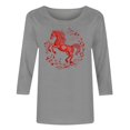 thumbnail image 5 of TaTaai Ladies 2026 New Year Festival Print 3/4 Sleeve Round Neck Blouse Casual Top Holiday Celebration Party Attire Gift, 5 of 5