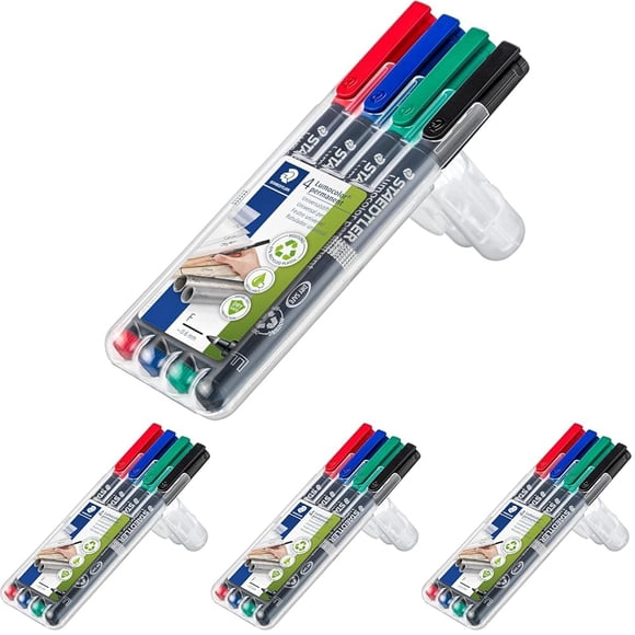 Bolígrafo STAEDTLER 318-WP4 Lumocolor de punta fina permanente de 0,6 mm