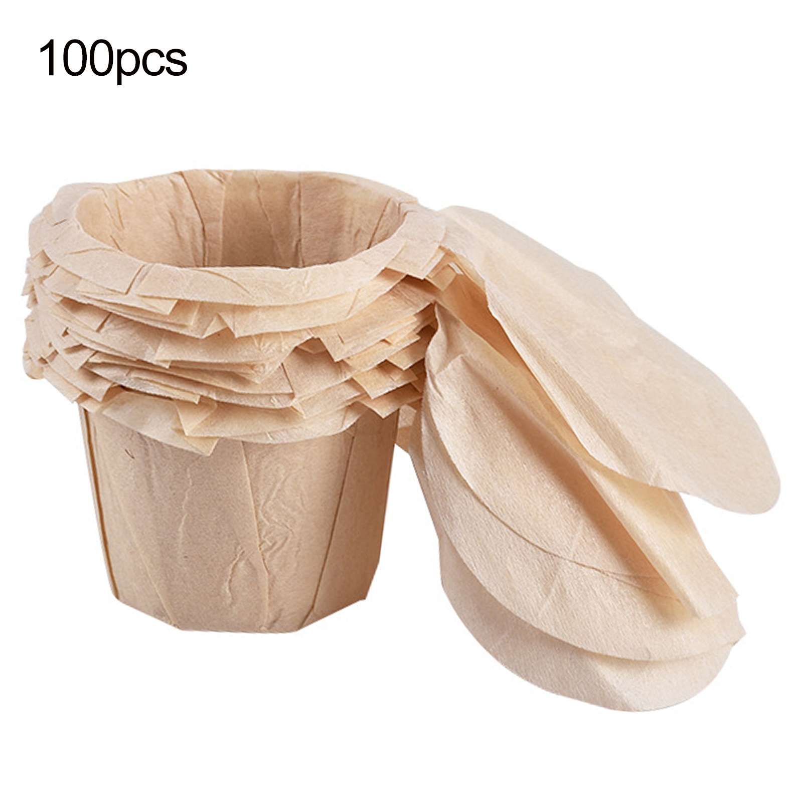 100Pcs Coffee Filter Paper , K Cup Paper Filters with Cover, Disposable