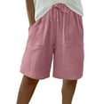 thumbnail image 2 of TMOYZQ Bermuda Shorts for Women Knee Length Elastic Waist Shorts Casual Summer Lightweight Beach Vacation Shorts, 2 of 9
