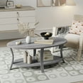thumbnail image 4 of Gymax 2-Tier Oval Coffee Table w/ Storage Shelf Rubber Wood Accent Tea Table, 4 of 10