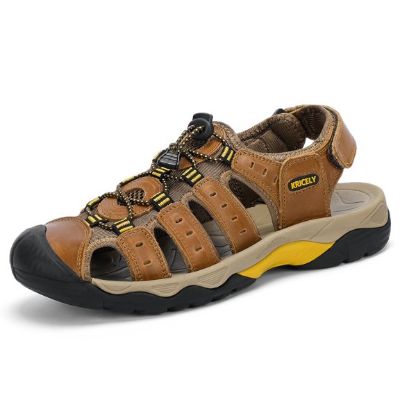 Kricely Men's Closed Toe Water cowhide Sandal